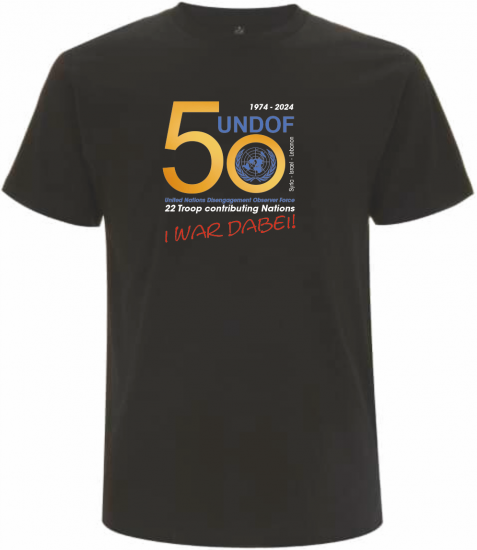 ***Premium T-Shirt Jubiläum 50 Jahre UNDOF schwarz - zum Schließen ins Bild klicken