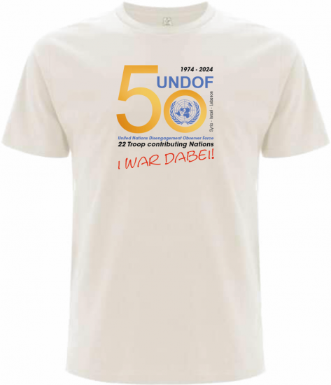 ***Premium T-Shirt Jubiläum 50 Jahre UNDOF weiß - zum Schließen ins Bild klicken