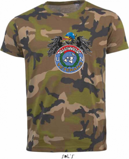 T-Shirt UN Veterans Camouflage Logo mit Adler groß - zum Schließen ins Bild klicken