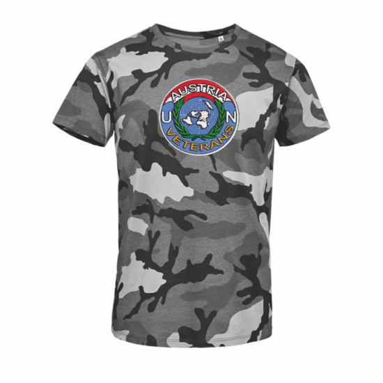 *T-Shirt UN Veterans Camouflage Logo groß - zum Schließen ins Bild klicken